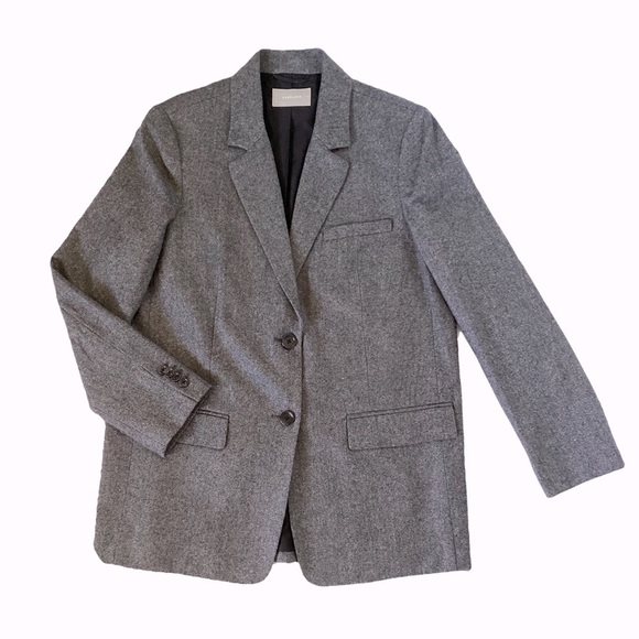 Everlane NWOT Oversized Wool Herringbone Blazer Gray. Sz 2 - Picture 2 of 9